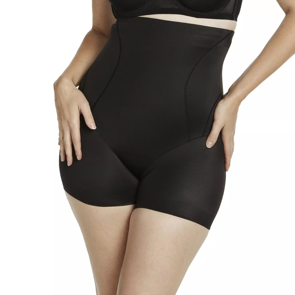 Naomi & Nicole Shapewear Women's Inside Magic High Waist Boy Short, Black Medium